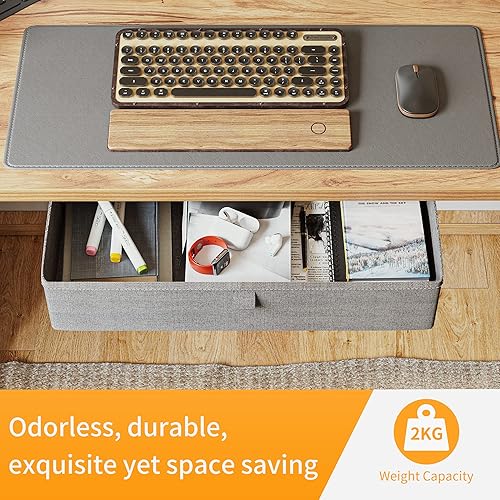 Vista 3 de CubiCubi Escritorio de pie con cajón, escritorio eléctrico de altura ajustable de 55 x 24 pulgadas, estación de trabajo ergonómica para computadora