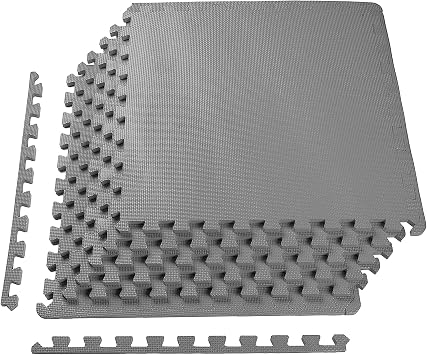 BalanceFrom Puzzle Exercise Mat 1/2" Thick, EVA Interlocking Foam Floor Tiles for Home Gym, Mat for Home Workout Equipment, Floor Padding for Kids, Gray, 24 in x 24 in x 1/2 in, 24 Sq Ft - 6 Tiles | Tiles for Home Gym, Mat for Home Workout Equipment, Floor Padding for Kids, Gray, 24 in x 24 in x 1/2 in, 24 Sq Ft - 6 Tiles