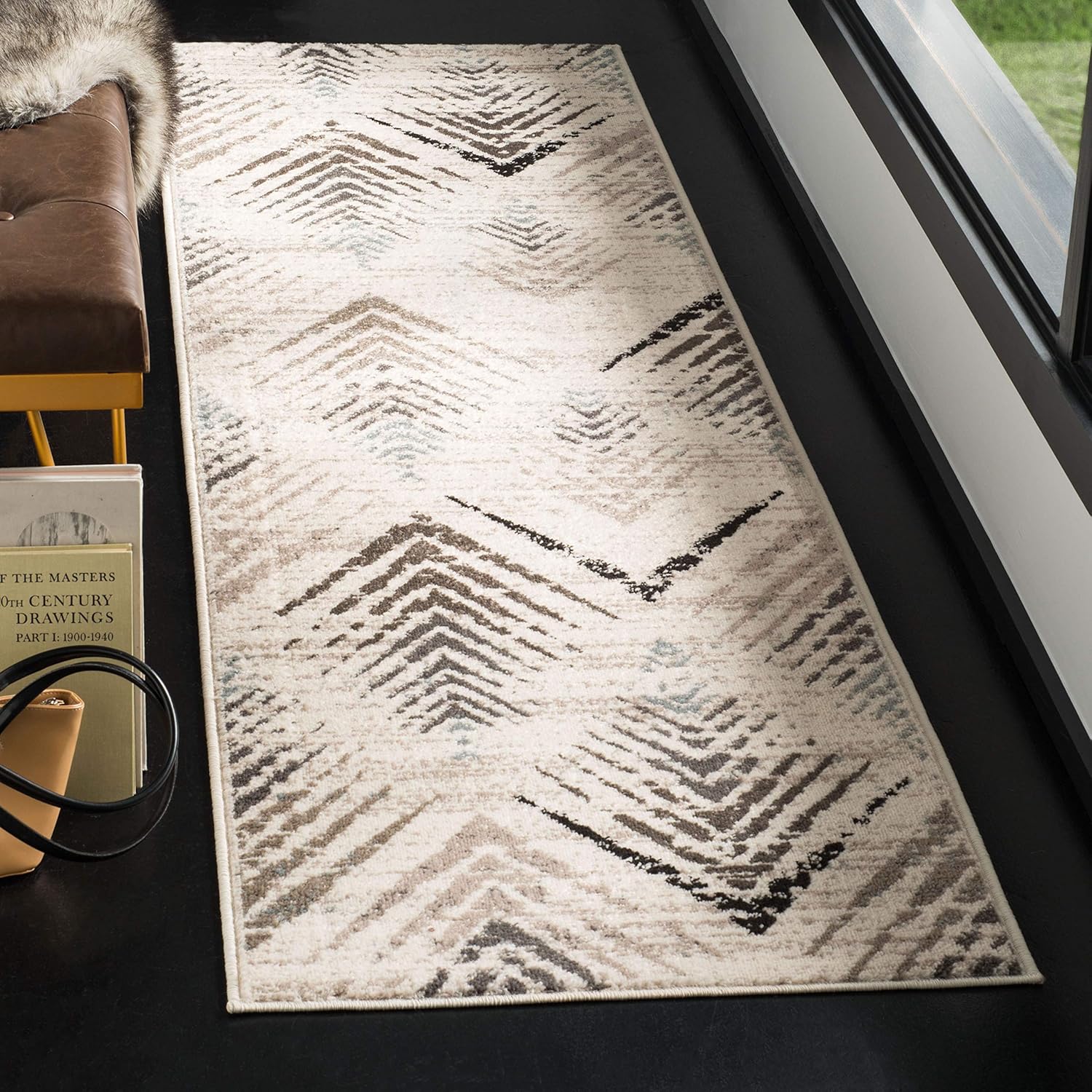 SAFAVIEH Amsterdam Collection Area Rug - 9' x 12', Cream & Beige, Modern Design, Non-Shedding & Easy Care, Ideal for High Traffic Areas in Living Room, Bedroom (AMS110A)