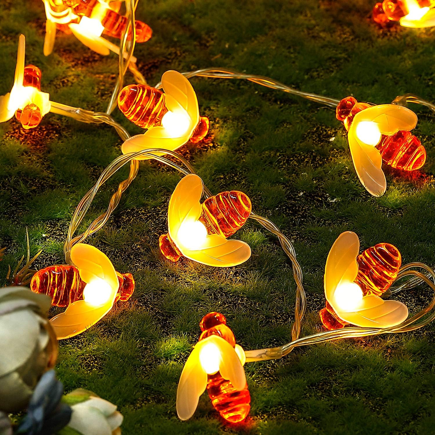 Mudder 13.1 FT 40 LED Honeybee String Lights Battery Power Honeybee Fairy String Lights Novelty Bee String Lights for Party Wedding Garden Decoration