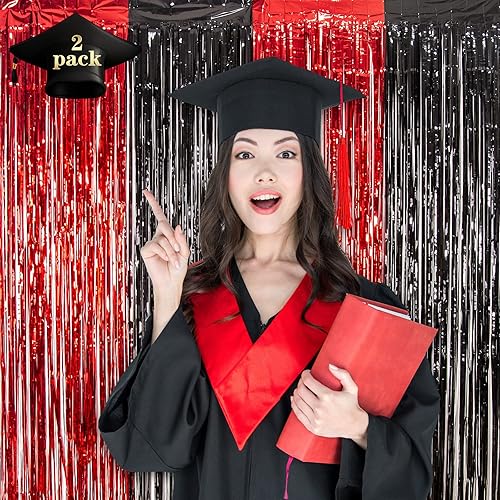 Miniatura 9 de LOLStar Paquete de 4 cortinas de flecos de papel de aluminio morado y dorado de 3.2 x 6.6 pies, decoraciones de fiesta de graduación 2023, cortina