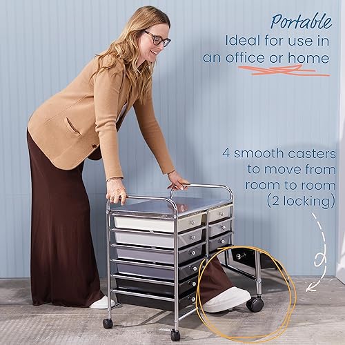 Miniatura 4 de ECR4Kids Organizador móvil de 12 cajones, carrito de almacenamiento, gris degradado