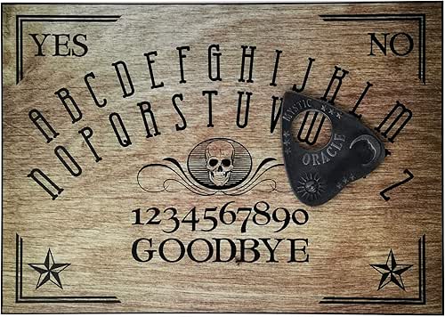 The Planchette Hand Finished A4 Wooden Skull Talking Board Set,