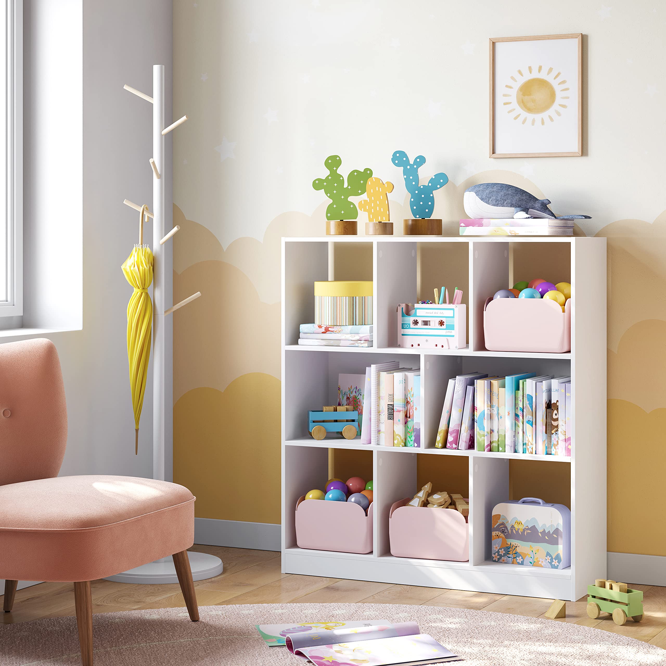 Kinderkamer boekenplank, 2 stuks drijvende kinderkamer boekenplank houten muur boekenplank baby boek plank organisator kleine houten boek plank aan de muur bevestigd voor kinderen slaapkamer decor