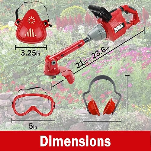 Miniatura 2 de Juguete recortador de malezas para niños  Herramientas y equipos de jardinería para niños pequeños con luces y sonidos, incluye máscara de gafas de