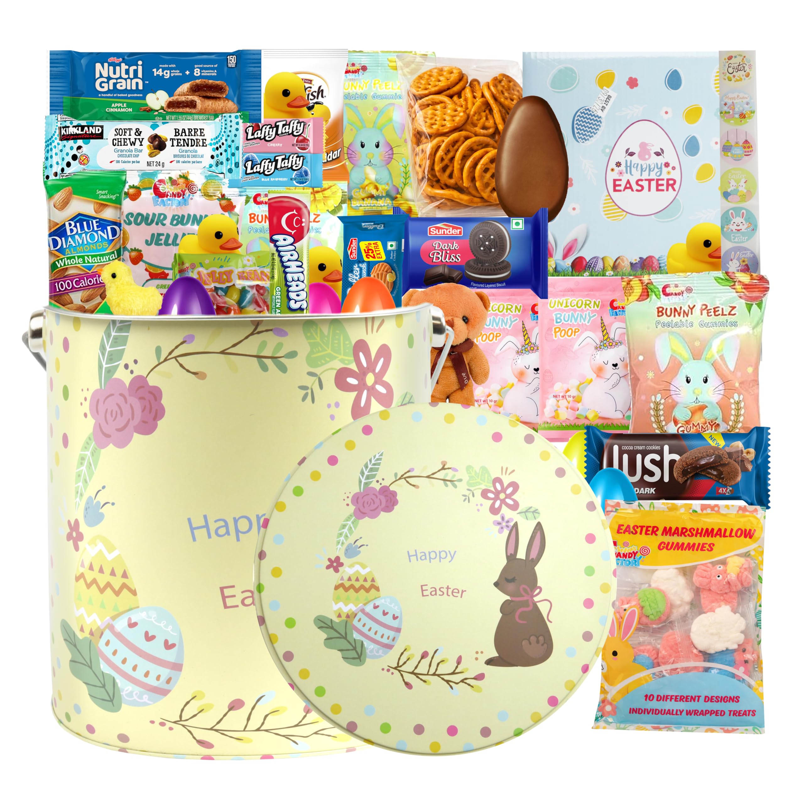 Eva's Gift Universe Easter Basket Tin (44 Count) Filled with Candy Great Package for Family and Friends, Huevos de Pascua