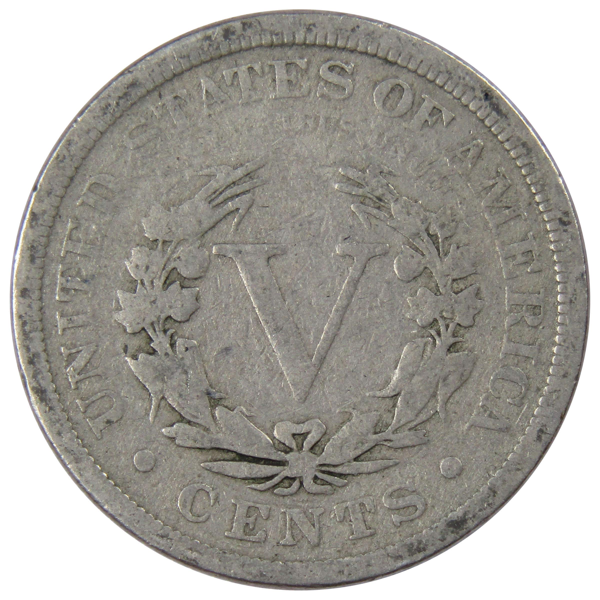 1904 Liberty Head V Nickel Circulated 5c Coin Collectible at