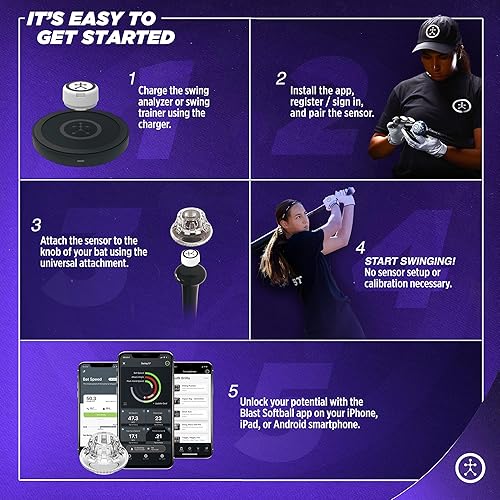 Miniatura 3 de Blast Softball - Analizador de swing (Sensor) - Desarrollo avanzado de jugadores para cada nivel, analiza oscilaciones, rastrea métricas, captura de