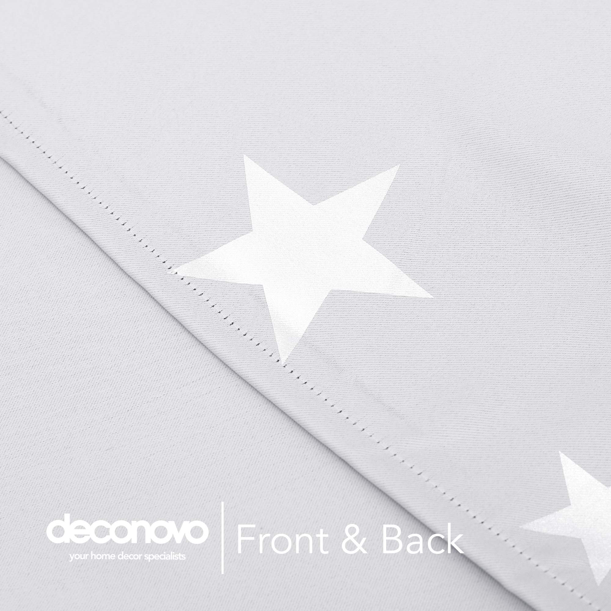 Deconovo Stars Foil Printed Thermal Insulated Curtains Eyelet Blackout Curtains for Nursery 46 x 72 Inch Silver Grey 1 Pair - 5