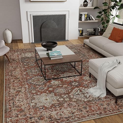 LOOMAKNOTI Malanie Cortni - Alfombra oriental roja de 6 x 9 pies