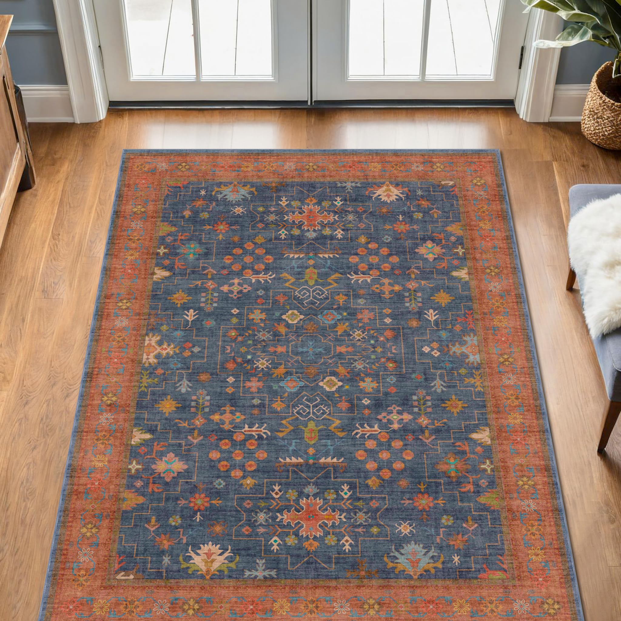 Hazo Haus 3x5 Navy Blue Washable Rug