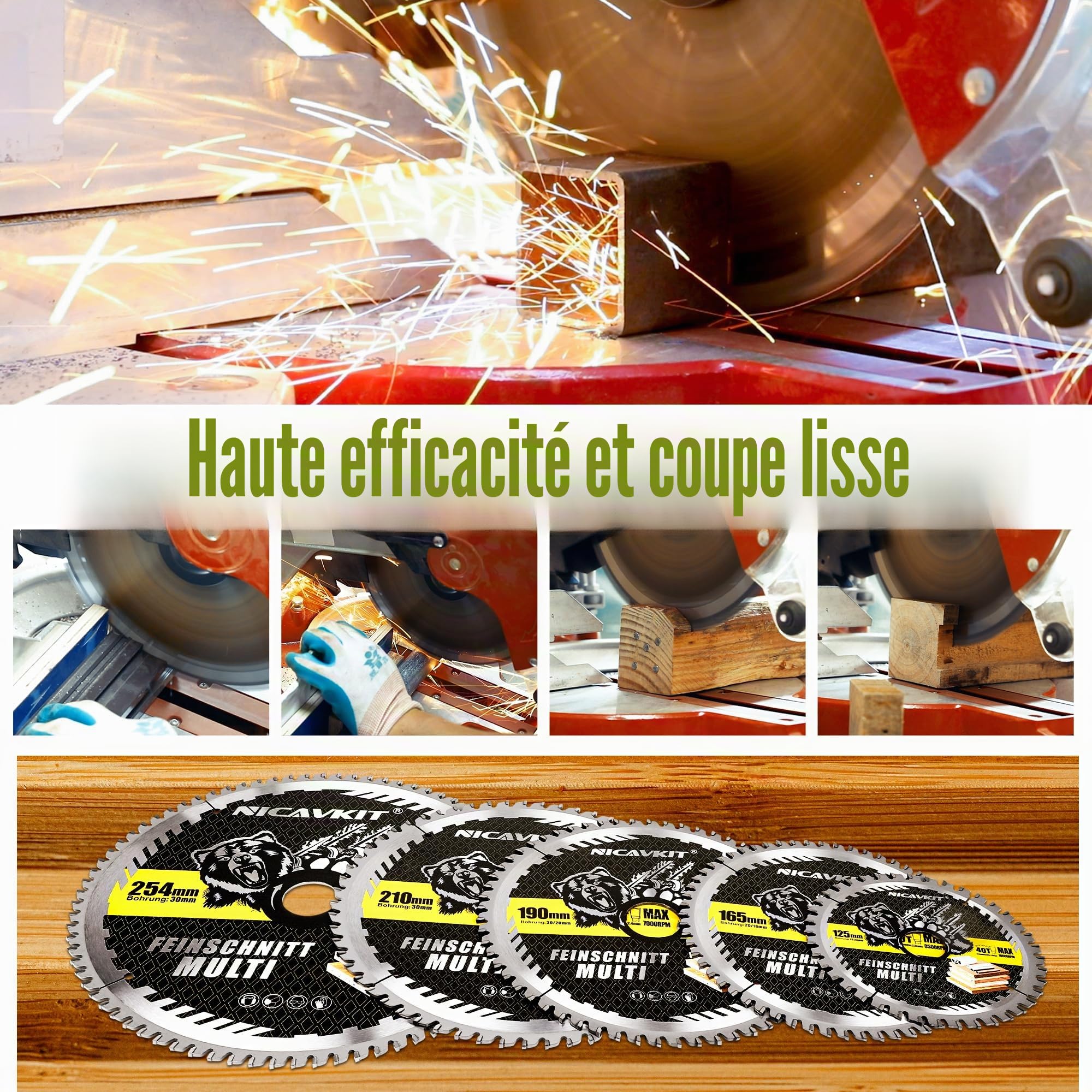 Lame scie circulaire Ø 165 x 20 mm pour bois, métal et aluminium, etc. Avec bague de réduction de 16 mm – Lame de scie multi-matériaux 160 x 20 mm Compatible avec Bosch, Makita & Dewalt