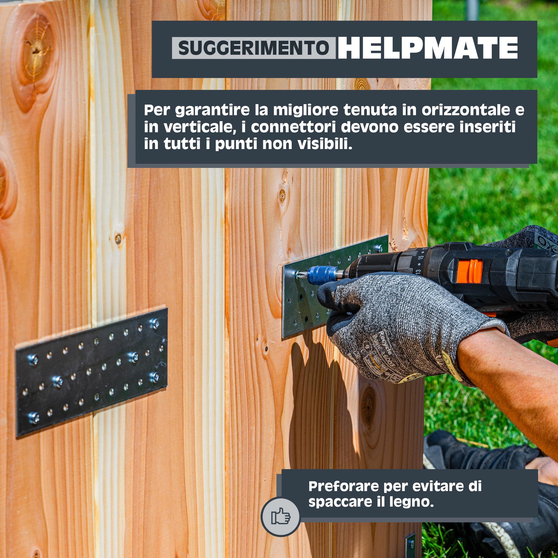 HELPMATE 12 pezzi piastrine forate 30x300 mm Connettore piatto galvanizzato blu Giunzione per legno