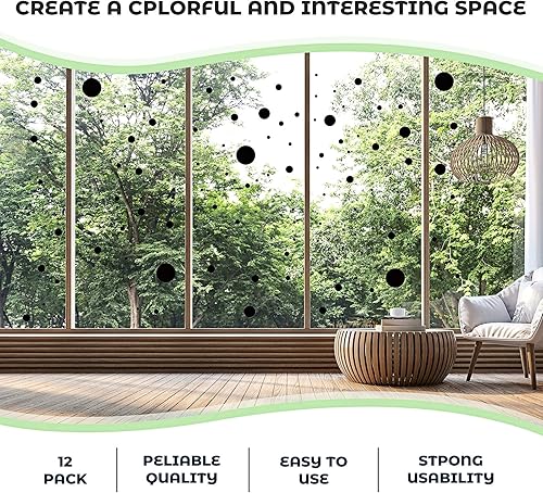 Miniatura 5 de Zonon 264 calcomanías de lunares circulares para pared, decoración de sala de juegos, calcomanías de vinilo extraíbles con puntos (negro)