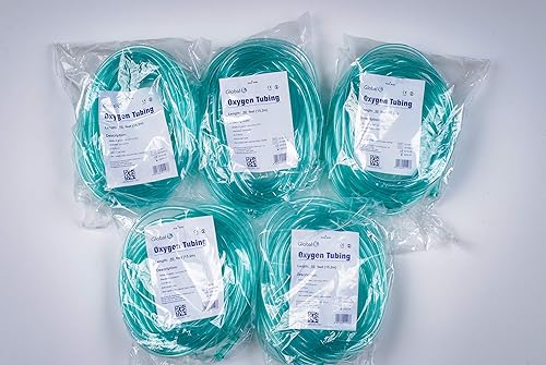 Global Tubo de oxígeno resistente al aplastamiento, tubo de 50 pies (50 pies), color verde, paquete de 5