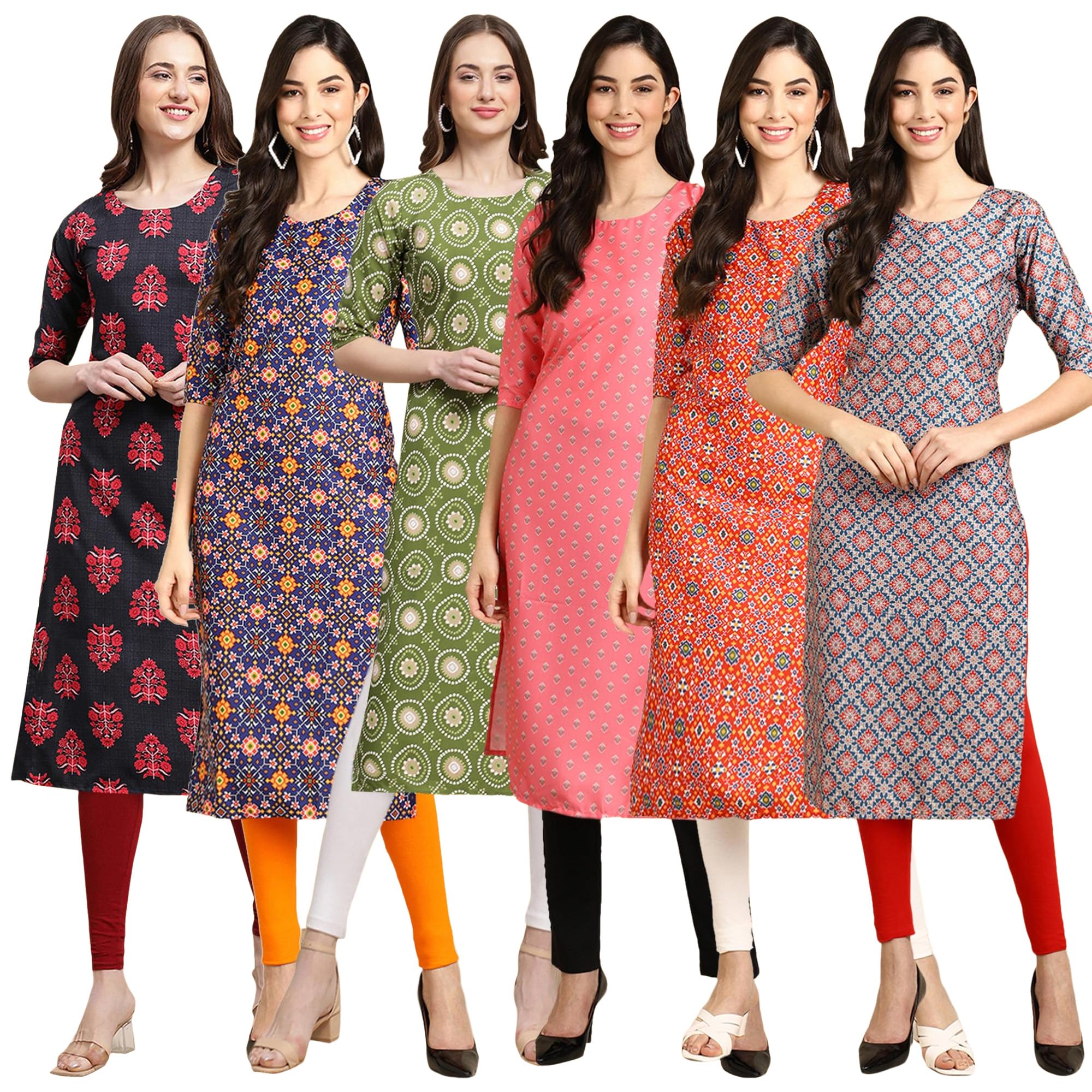Pinkmint Women's Crepe Solid Regular Kurti (Ks01_Multicolor3