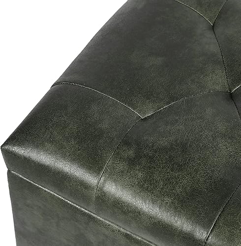 Miniatura 6 de Adeco Banco otomano de almacenamiento moderno de 24 pulgadas, reposapiés rectangular tapizado de piel sintética para sala de estar y dormitorio