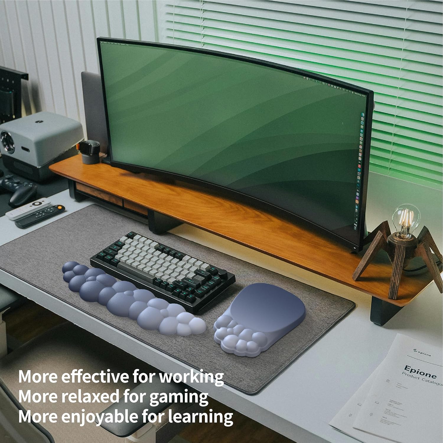 Ergonomic 2 in 1 Cloud Mouse Pad and Keyboard Rest, Non-Slip Wrist Support for Easy Typing & Wrist Pain Relief - Blue