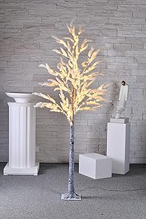 LW Lighted White Plume Tree with 180 Micro-LED Lights for Indoor Outdoor Home Decroration Daily use