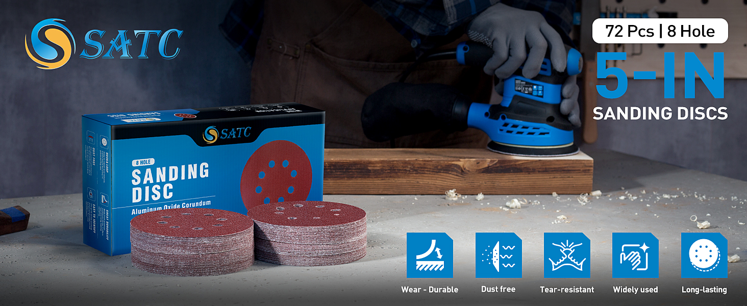 198-Piece 5-Inch 8-Hole Sanding Disc Set – 60 To 1000 Grit Hook & Loop Sandpaper For Random Orbital Sanders, Wet/Dry Use, Wood & Metal Polishing