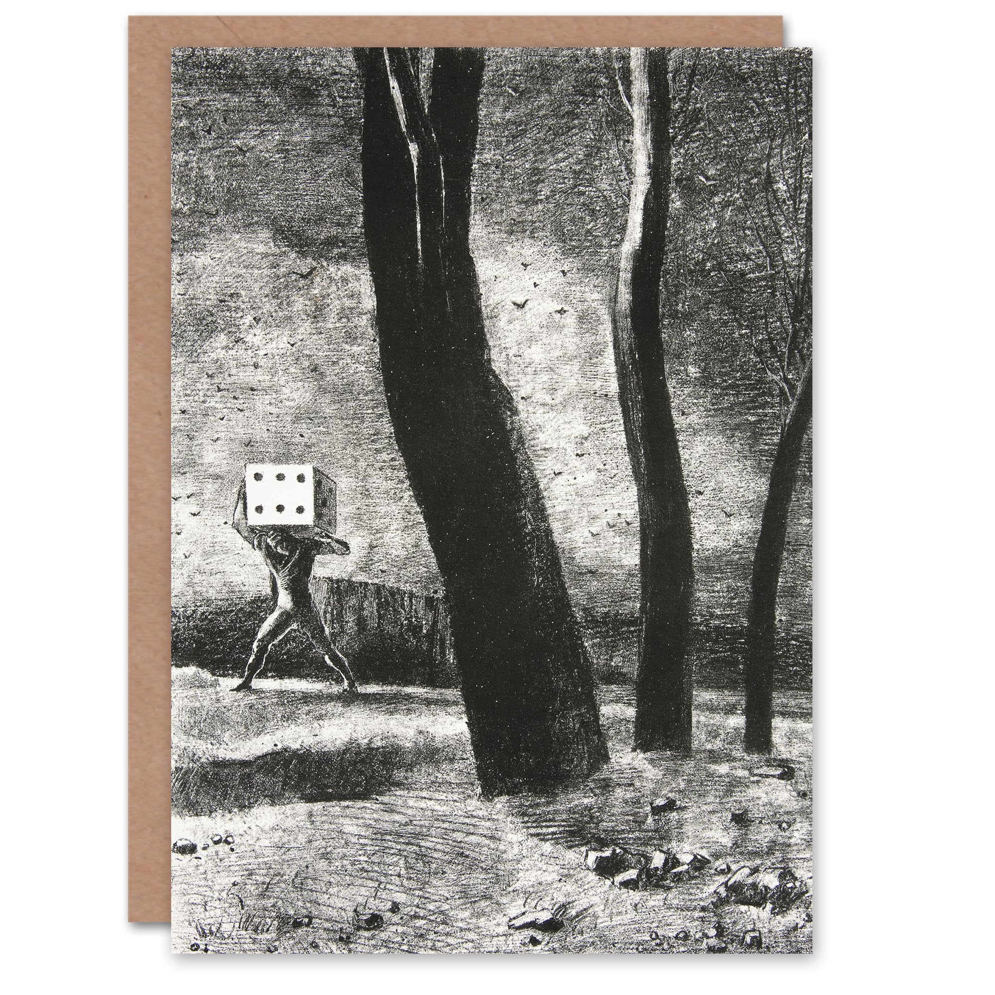 Artery8 Odilon Redon Art Card The Gambler Charcoal Painting