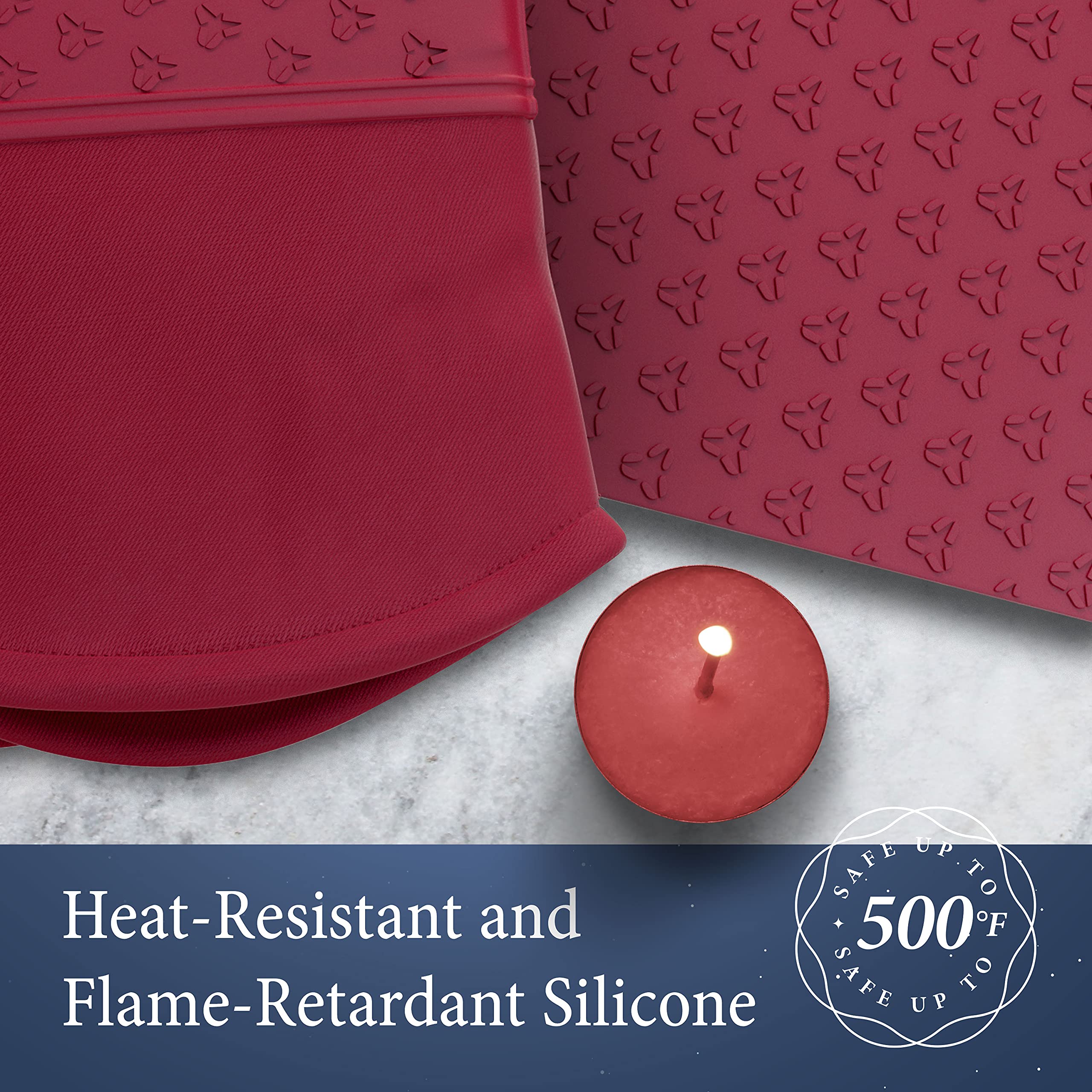 Cosy House Collection 4-teiliges Ofenhandschuh & Topflappen-Set – Rutschfestes Silikon & Baumwolle 260 °C hitzebeständige Untersetzer Kochhandschuhe – zum Kochen & Backen (rot)