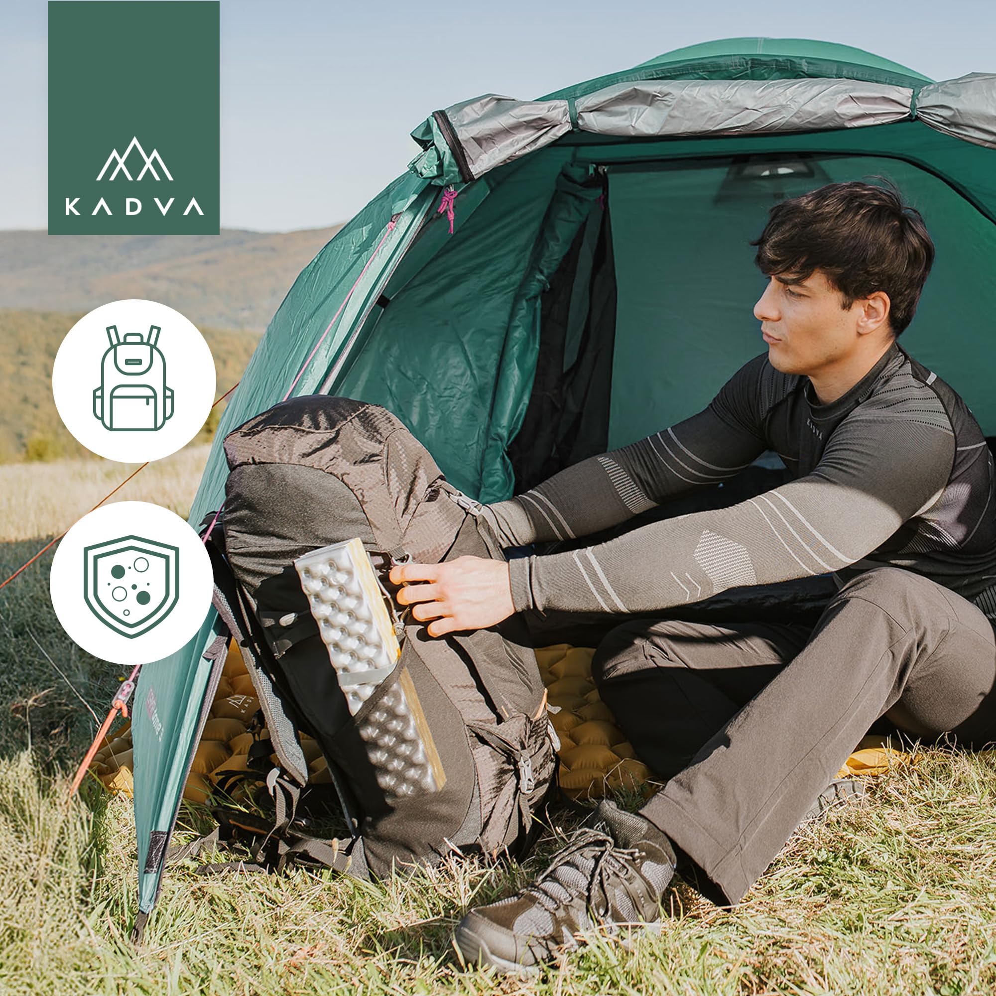KADVA CAMPdome 3 tende da lancio per 3 persone, 270 x 210 x 125 cm, impermeabile, leggero e resistente, struttura in fibra di vetro, ideale per campeggio e escursioni