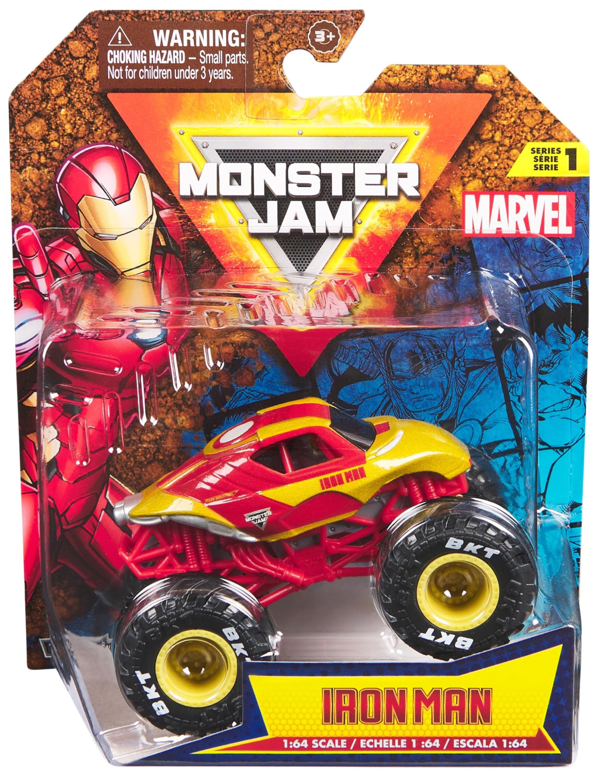 MONSTER JAM, Veicolo Die-Cast Ufficiale Marvel Captain America, in Scala 1:64, Giocattoli per Bambini, 3+ Anni