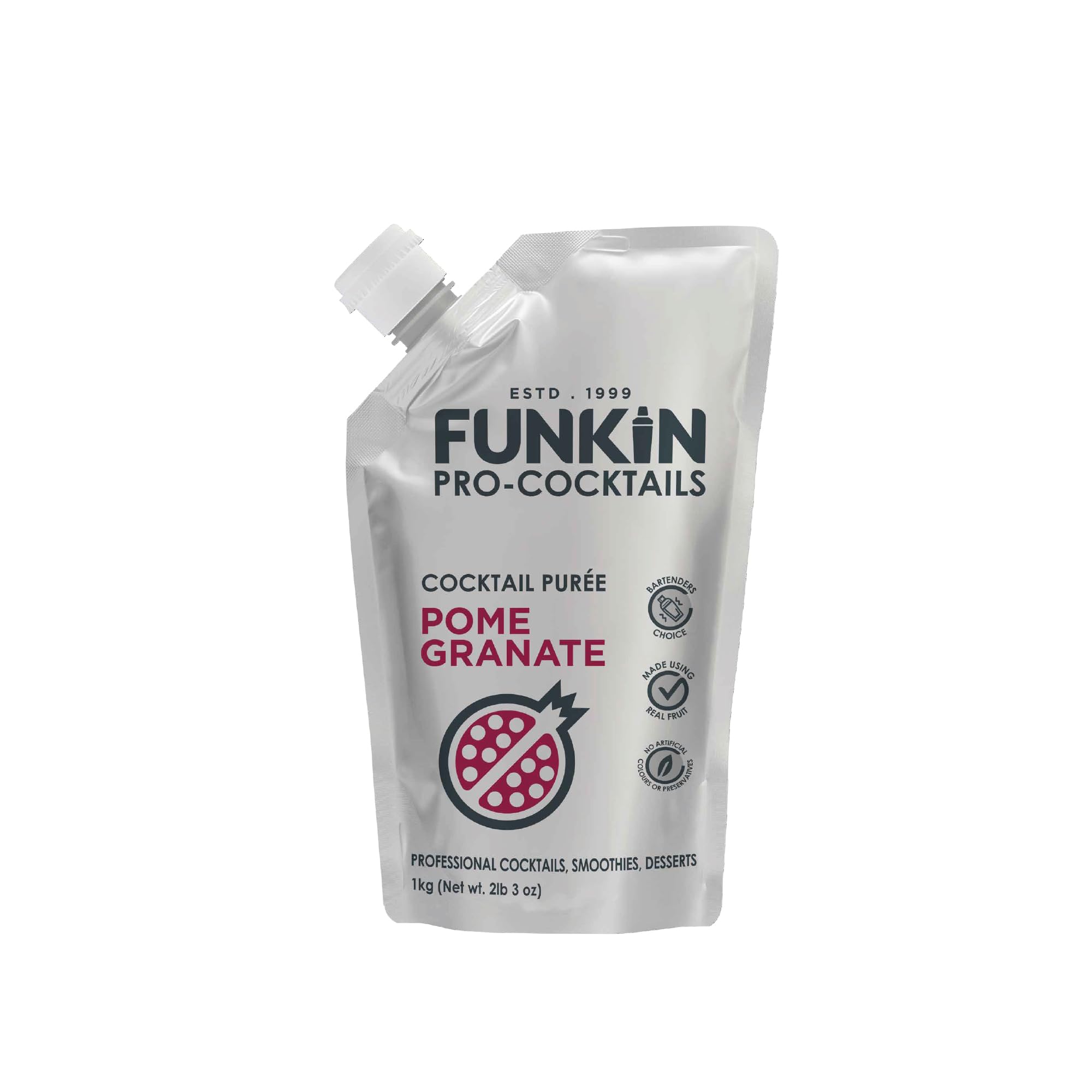 Funkin Ltd Pro Pomegranate Puree for Cocktails, Cooking & Baking, Real Fruit Cocktail Ingredients, Puree Mixer 1kg