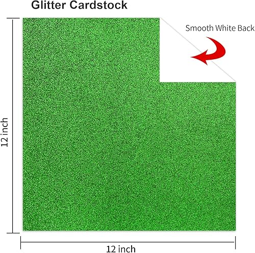 Miniatura 2 de Rramorrra - Papel de cartulina verde con purpurina de 12 x 12 pulgadas, 15 hojas de 12.35 ozm130 libras, papel de construcción verde brillante de
