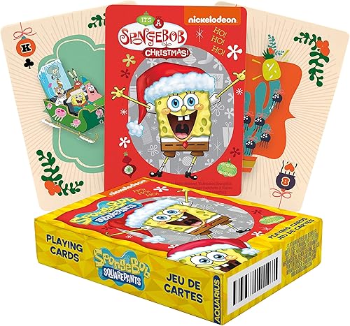AQUARIUS SpongeBob - Baraja de cartas con temática navideña para tus juegos de cartas favoritos, mercancía y coleccionables de Bob Esponja con