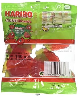HARIBO Giant Strawbs 1.7kg, bulk sweets, 140g pack of 12