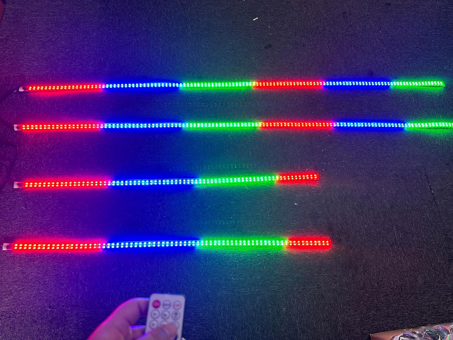 Sando Tech Dream Chase Color Double Row Million Colors Shift 2PCS 4Ft+2PCS 6.5Ft Underglow Strip Light Music Flows Bluetooth/Remote Ctrl Hood Grill Lights for Polaris Slingshot Car Truck