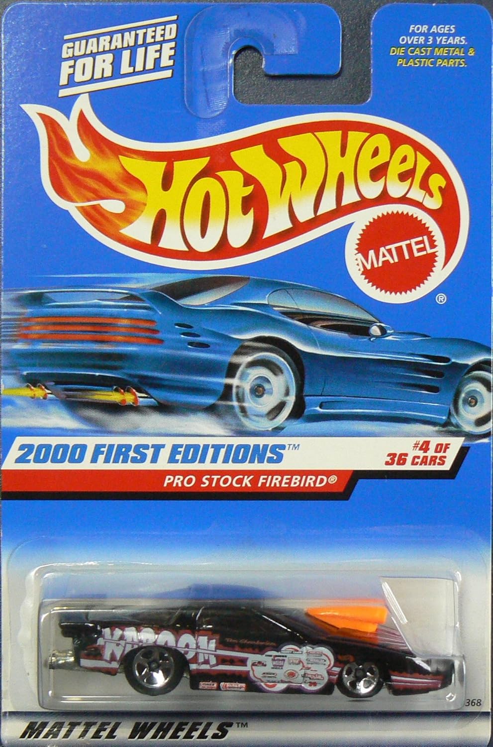 Hot Wheels 2000-064 First Edition 4 of 36 BLACK PRO Stock Firebird 1:64 Scale
