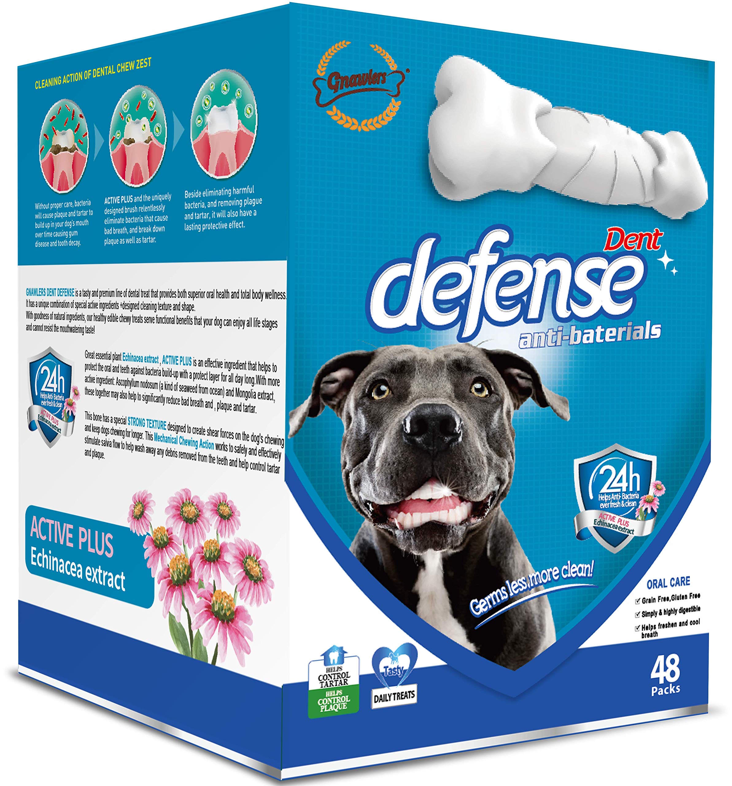 Gnawlers Dog Dent Defense, Premium Dental Dog Treat with 24 Hour Protection, Design for Optimal Cleaning, Helps Control Tartar & Plaque, one Piece 15gm, Pack of 48 Sold by DogsNCats (B08X4SS94V) Amazon Price History, Amazon Price Tracker