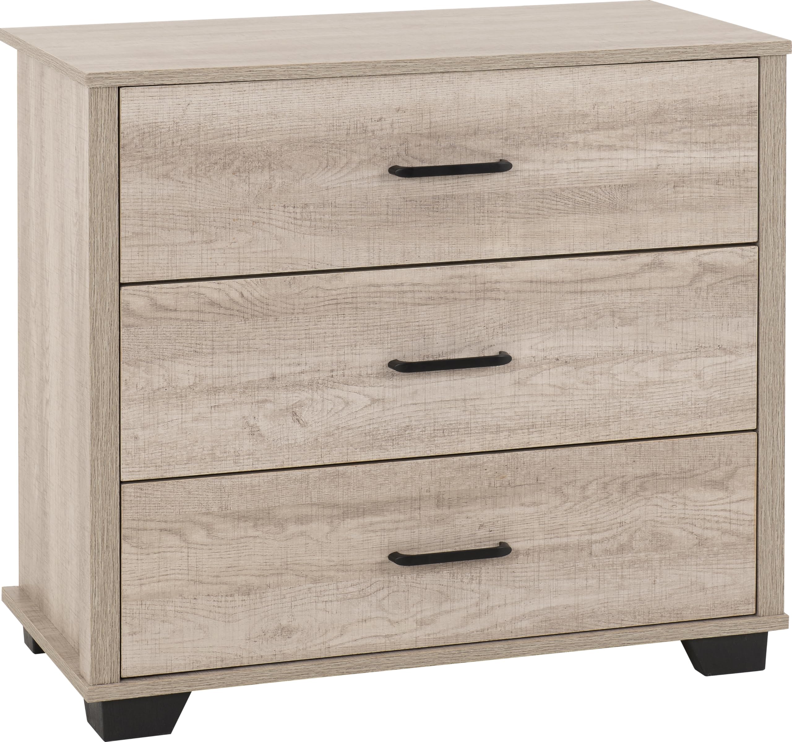 Seconique Oliver 3 Drawer Light Oak Effect Chest Of Drawers