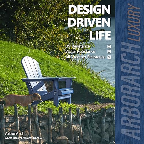 Miniatura 6 de Juego de 2 sillas Adirondack plegables para exteriores, para fogatas de patio, sillas ajustables de polietileno de alta densidad con textura de