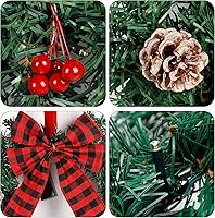 Vista 3 de ATDAWN Paquete de 3 mini coronas de Navidad, corona de Navidad iluminada para puerta delantera, corona de Navidad para decoraciones de fiesta