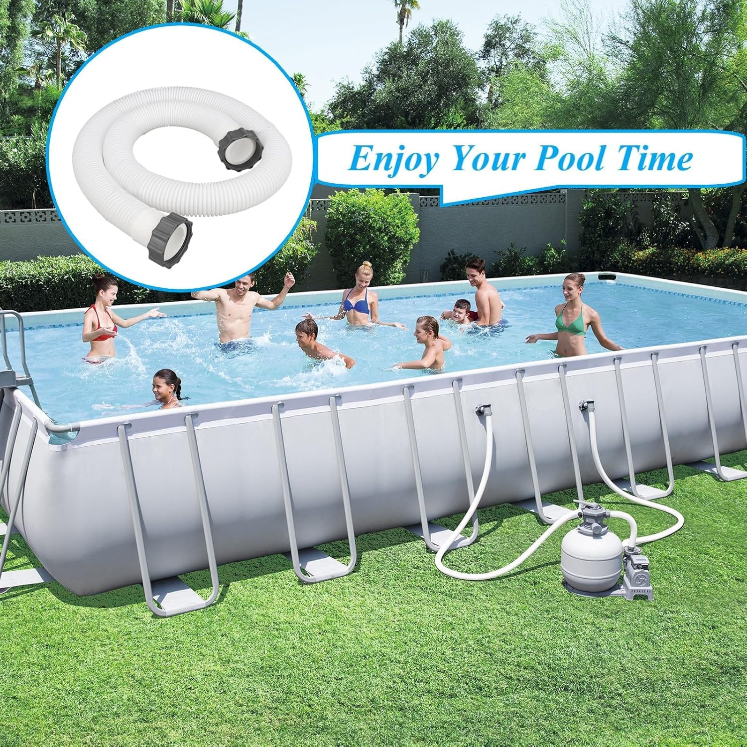 Poolschlauch 38mm 2er Set - 150cm Flexibler Schwimmbadschlauch für Intex Sandfilterpumpe, Filterpumpe, Poolpumpe - Ersatzschlauch für Pool-Sandfilteranlage - Zubehör für Poolreinigungsysteme