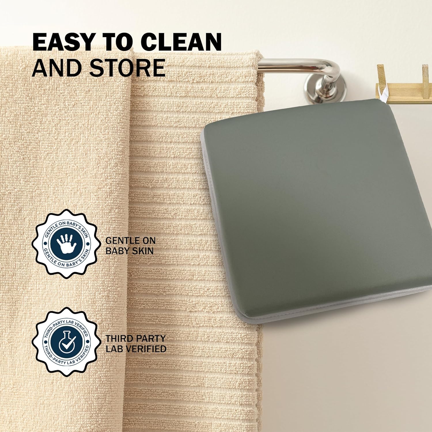 Baby Bath Kneeler & Elbow Rest Pad Set – Extra Thick 1.5” Cushion, Non-Slip Mat with Quick-Dry Cover & Storage Pockets