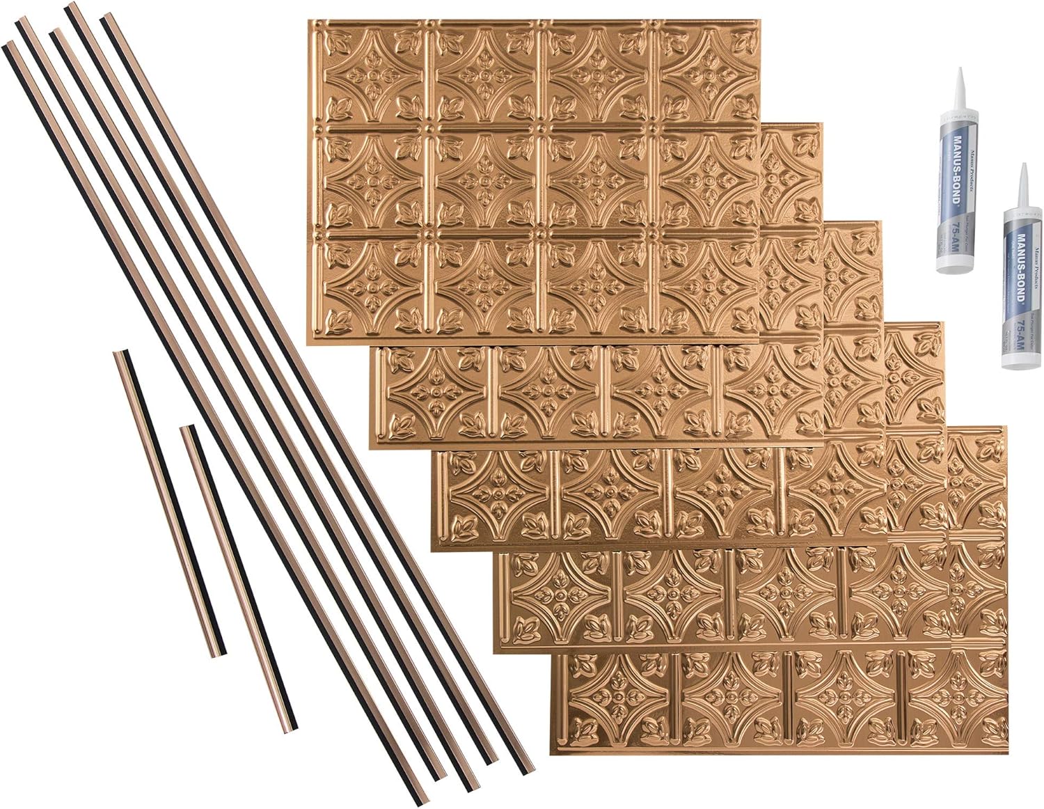 FASÄDE Traditional Style/Pattern 1 Decorative Vinyl Backsplash 15 sq ft Kit in Polished Copper