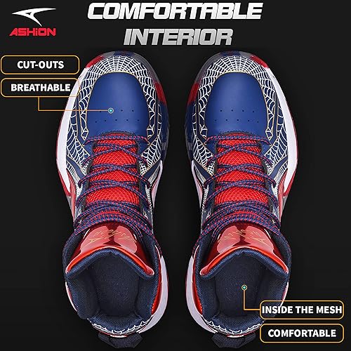 Miniatura 4 de ASHION Zapatos de baloncesto para hombre, tenis de baloncesto medios, antideslizantes, para entrenamiento con amortiguación al aire libre