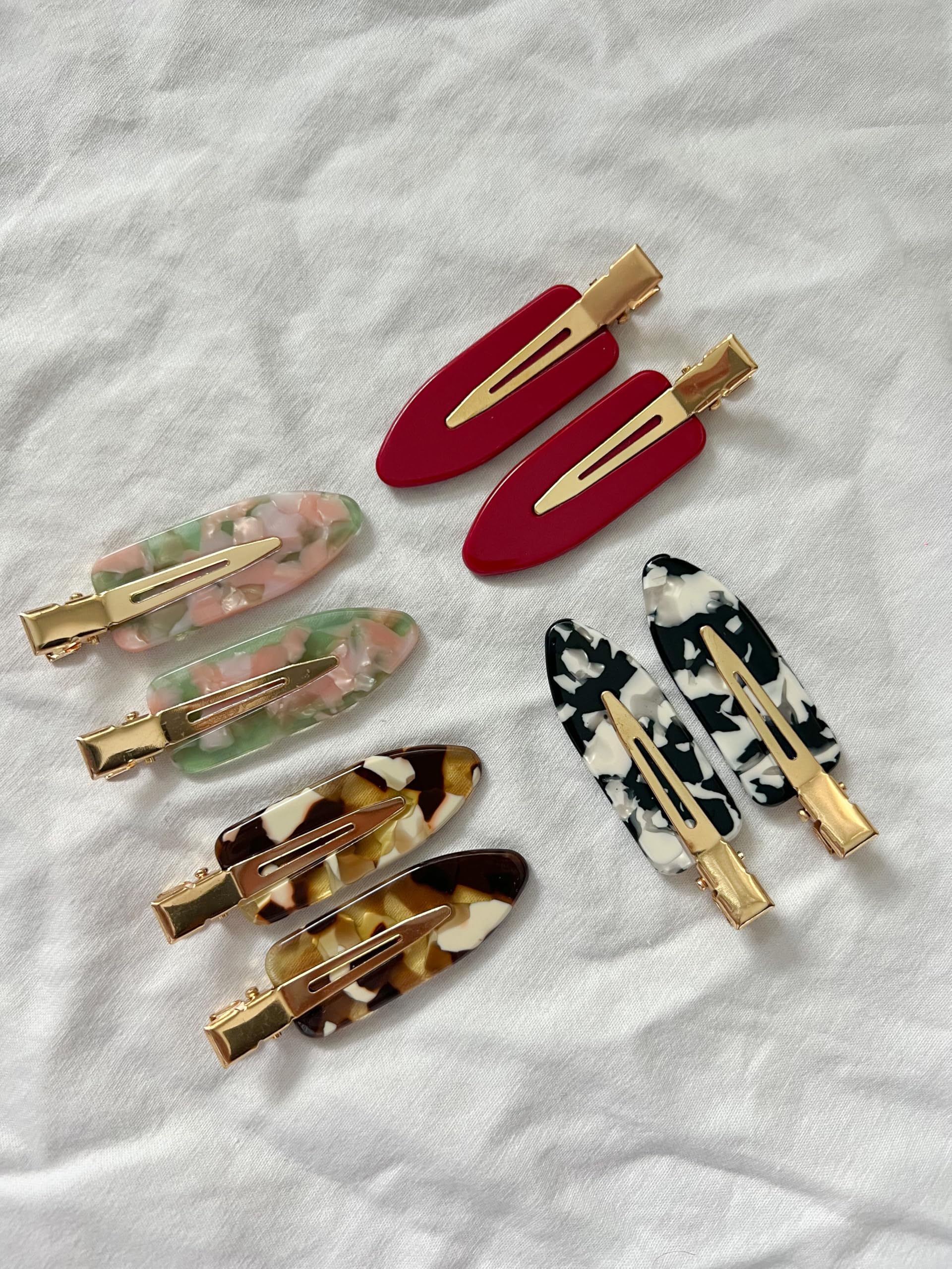 8 pinzas de pelo de mármol, sin dobleces y sin pliegues, pinzas de pelo de cocodrilo para peinar seccionamiento para salón de belleza, peluquería, flequillo, ondas, maquillaje para