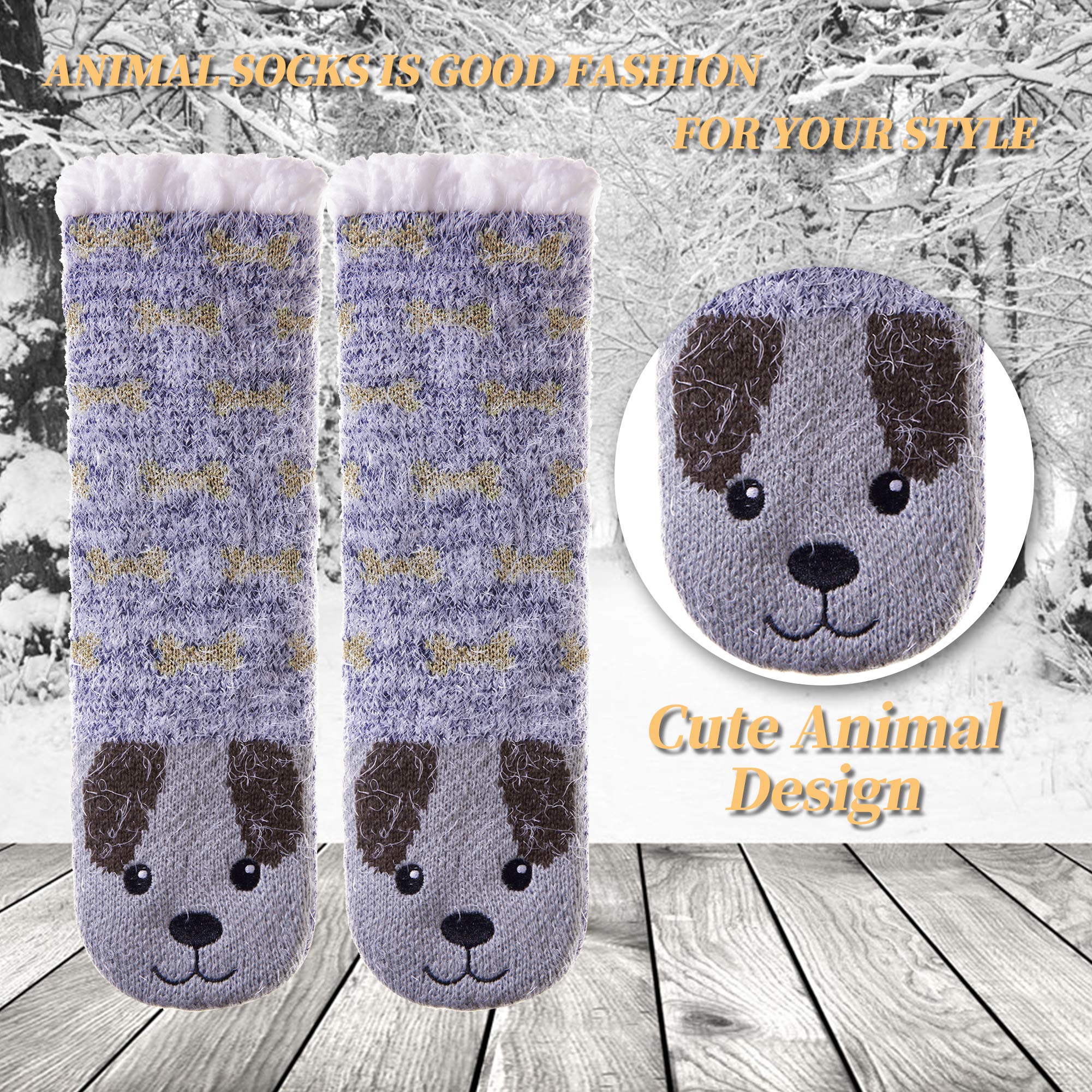 LANLEO Calcetines mullidos para mujer con pinzas, para invierno, cálidos, gruesos, forro polar de felpa, antideslizantes, calcetines para el hogar