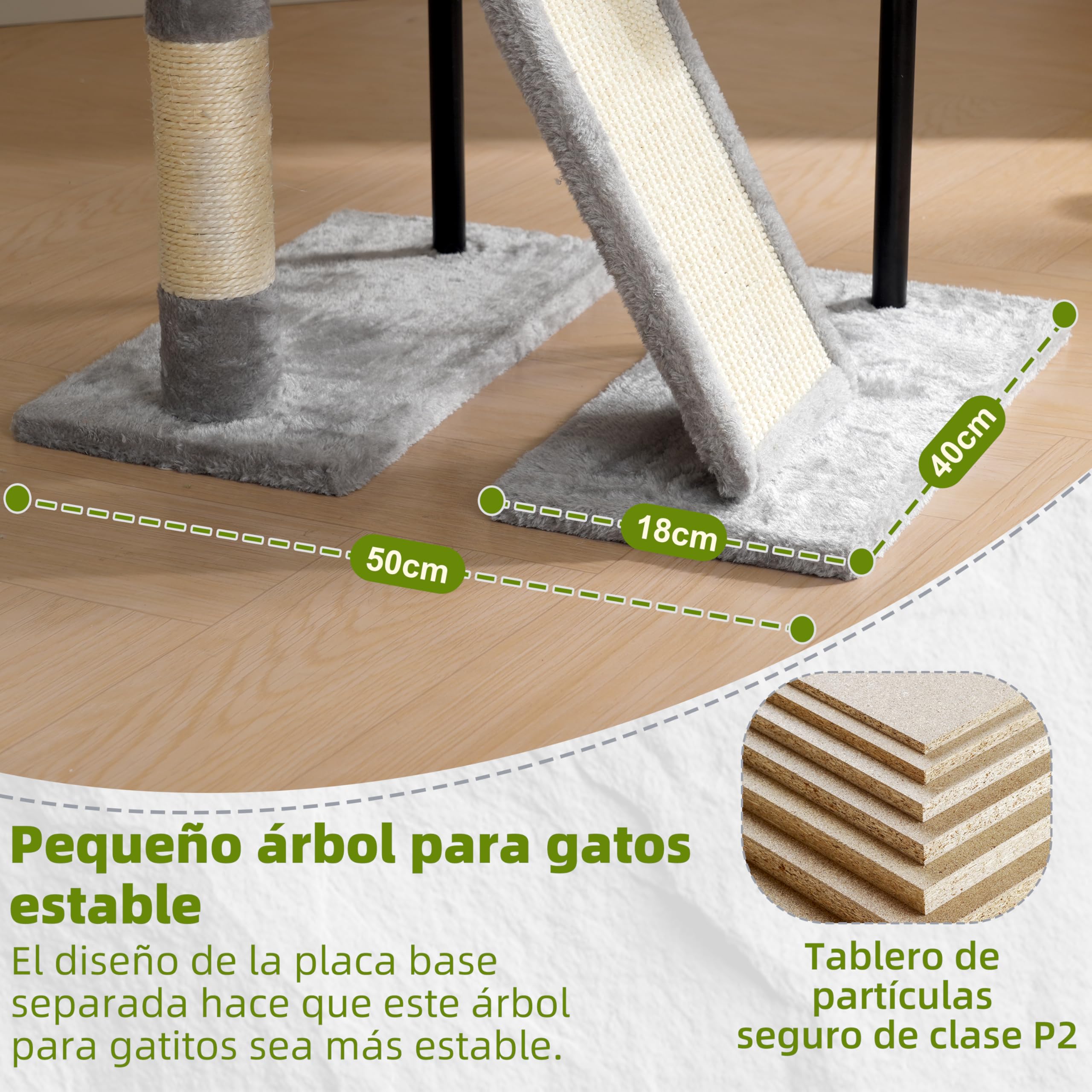 Gitelsnour Rascador para Gatos de Interior, Árbol para Gatos para Gatitos, con Postes, Plataforma Superior Desmontable, Pompones, Cuevas, Cestas, Gris Claro GCT006SW