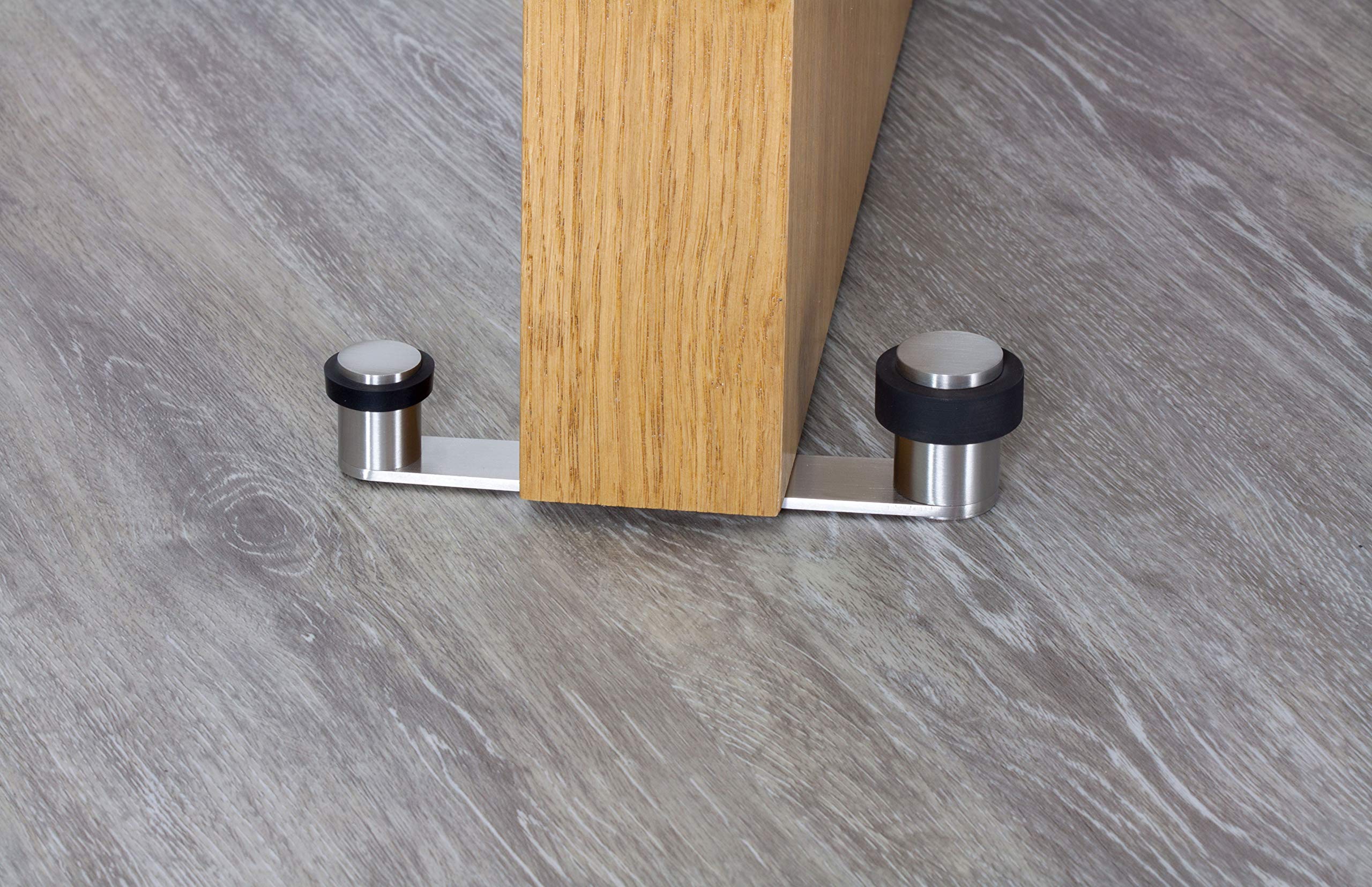 EVI Herrajes | Fermaporta con Fermo girevole | Fermaporte per Porte fino a 100 mm | Gomma Nera | Acciaio Inox | Finitura Opaca | Compresi utensile, vite + tassello di fissaggio | Mod. I-253-100