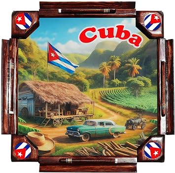 RCP Professional Domino Table Cuban Countryside Design | Foldable, Portable, Wooden Legs, Durable Epoxy Resin