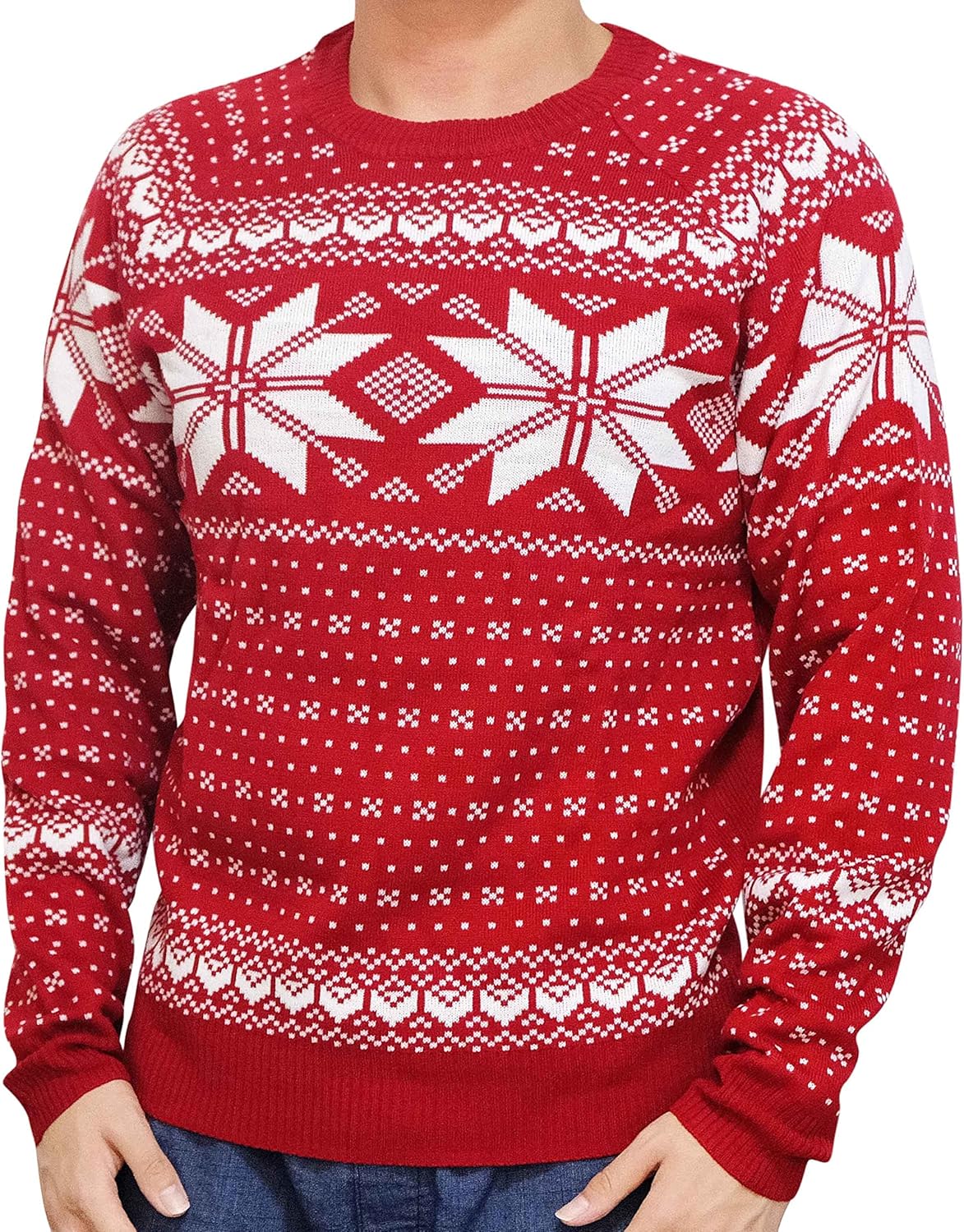 Blueberry Pet Men's Women's Snowflake Ugly Christmas Sweater for Pet Parents Owners, Medium, Matching Holiday Dog Sweater Available Separately