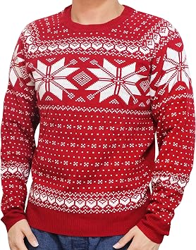 Blueberry Pet Mens Womens Snowflake Ugly Christmas Sweater for Pet Parents Owners, XX-Large, Matching Holiday Dog Sweater Available Separately