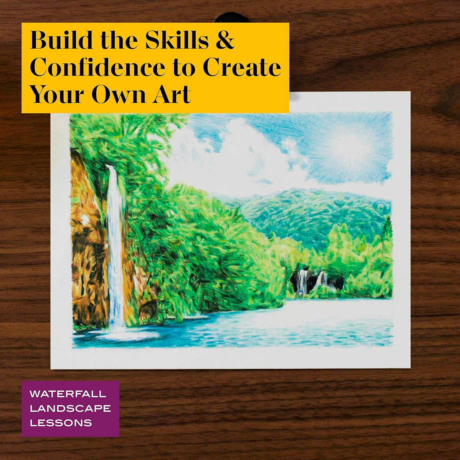 Prismacolor Technique, Art Supplies and Digital Art Lessons, Nature Drawing Set, Level 3, Learn to Draw with Colored Pencils, and More, Includes Artist Roll Case, Waterfall Landscape Drawing, 28 Count : Arts, Crafts & Sewing